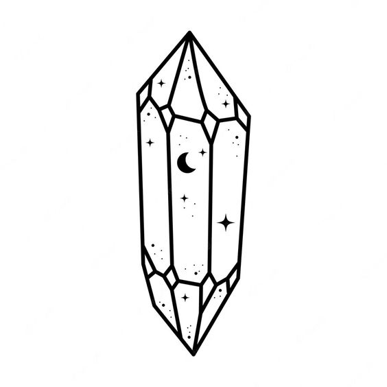 Tattoo cristal, linii, dungi, puncte, magie, ezoteric, forma, luna, stea, sclipici