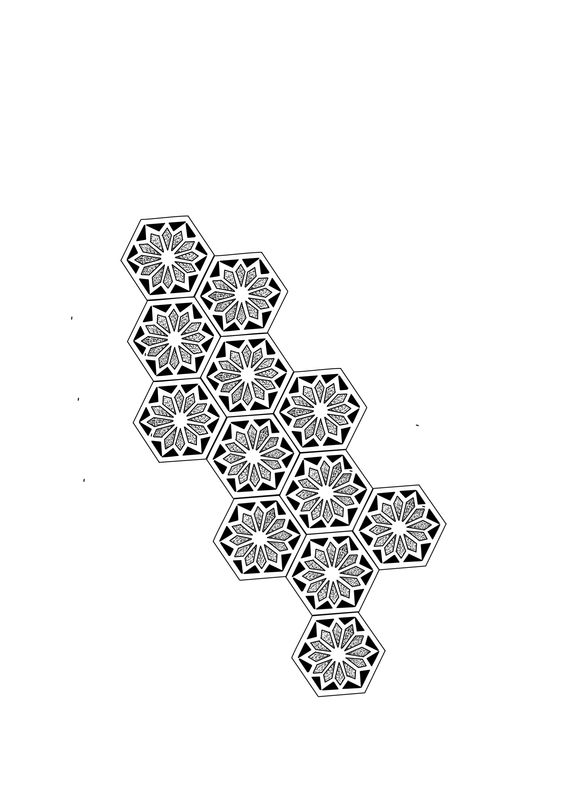 Tattoo mozaic, forme, linii, abstract, geometric, 3d, complex, floare, pattern