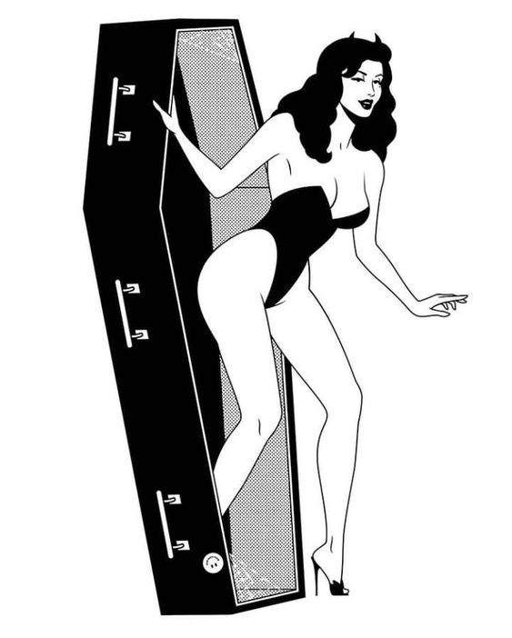 fata, femeie, kinky, sexy, badass, erotic, lenjerie, corp, silueta, haine, picioare, atitudine, pin up, fantastic, diabolic, halloween, sicriu girl, woman, kinky, sexy, badass, erotic, lingerie, body, silhouette, clothes, legs, attitude, pin up, fantasy, evil, halloween, coffin