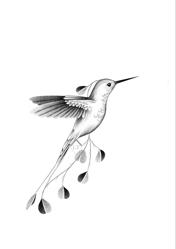 Tattoo colibri, frunze, animal