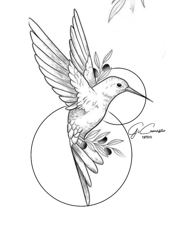 Tattoo colibri, cercuri, animal