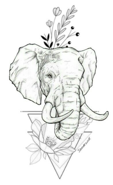 elefant, flori, triunghi, animal elephant, flowers, triangle, animal