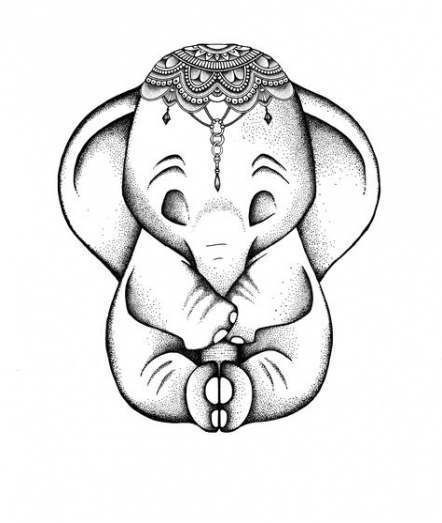 Tattoo elefant, desen, animal