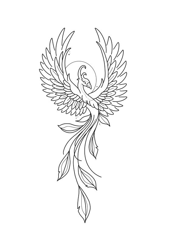 Tattoo phoenix, minimalist, pasare