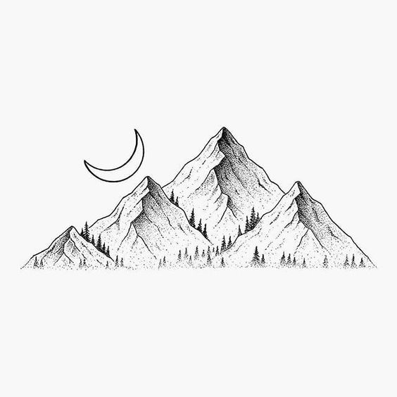 Tattoo munte, minimalist, desen, peisaj