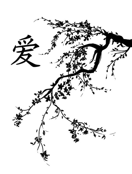 Tattoo sakura, frunze, arbore