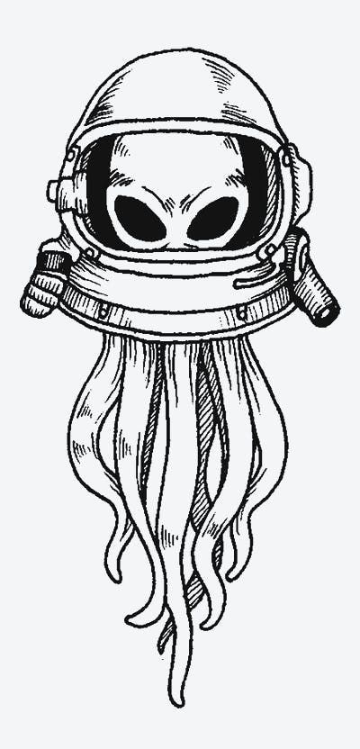 Tattoo horror, extraterestru, casca