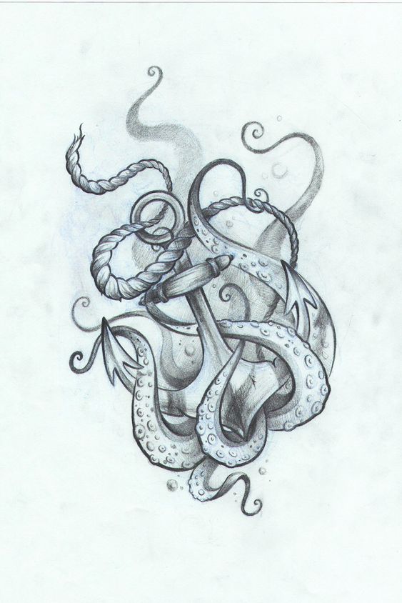 Tattoo maritim,ancora,tentacule