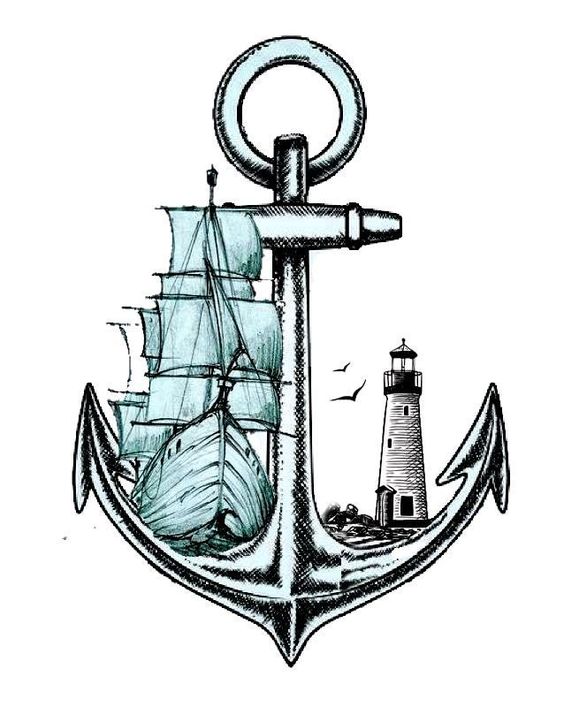 Tattoo maritim, corabie, ancora, far 