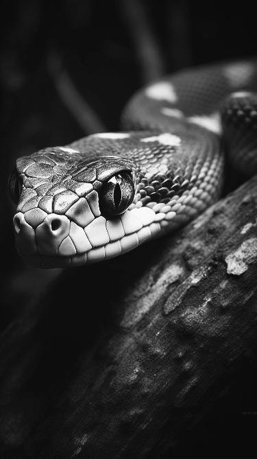 Tattoo animal, natura, sarpe, viclean, alb-negru