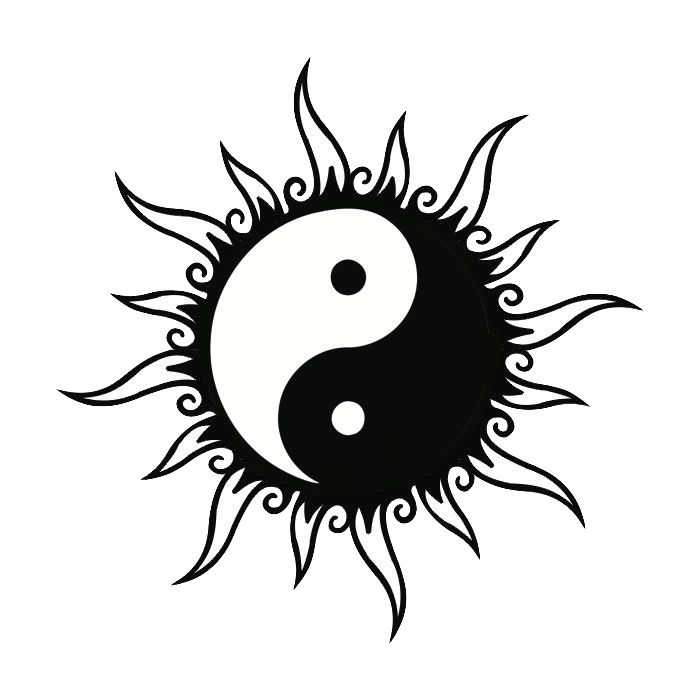 Tattoo yin, yang, yin si yang, dualitate, soare, alb negru, alb, negru, complementar, ornamental, simbol