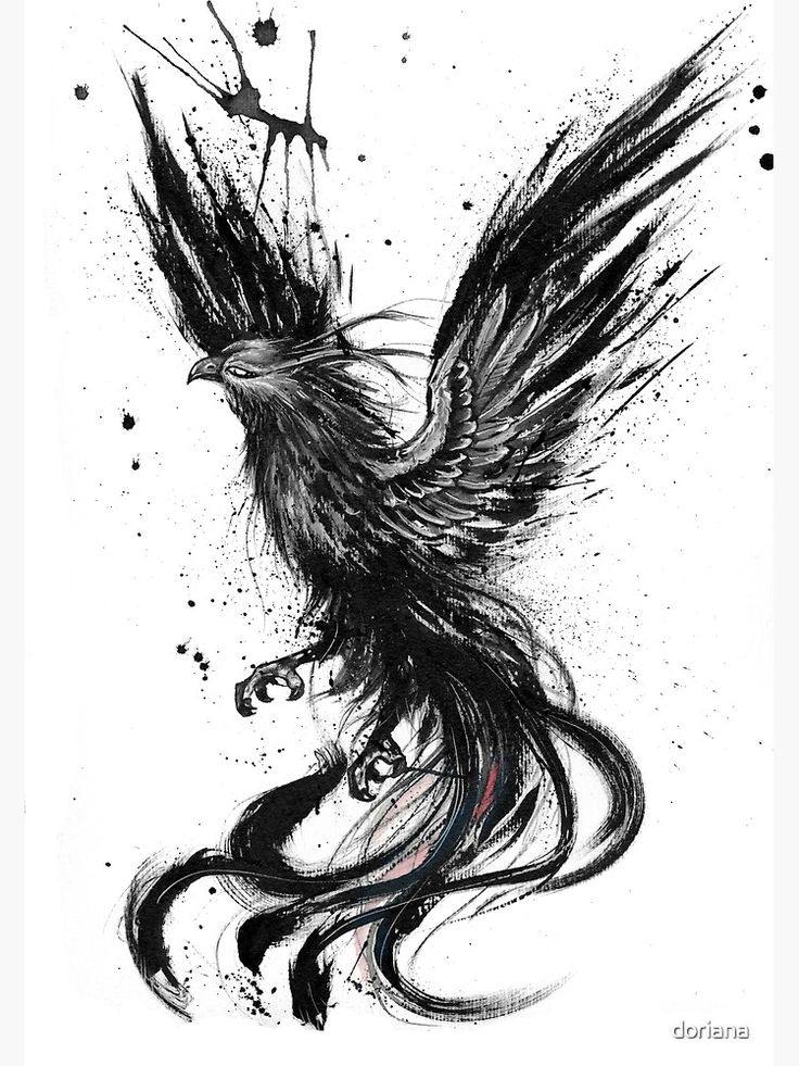 Tattoo fantasy, sci fi, phoenix, pensula, efect pictura