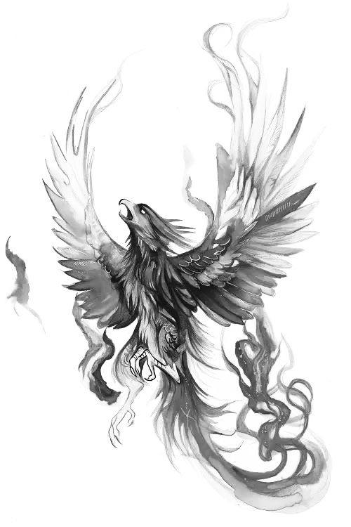 Tattoo fantasy, sci fi, phoenix, foc, pasare