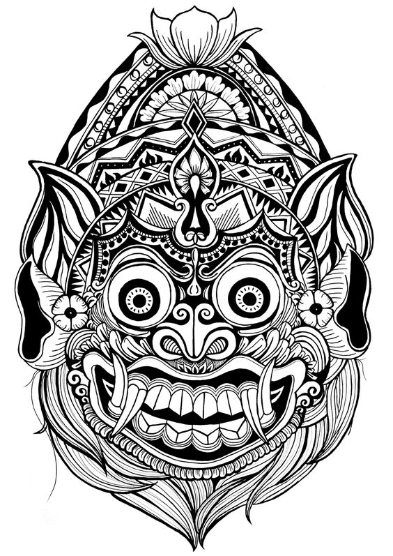 Tattoo balinez, balineze, cultural, cultura, bali, masca, monstru, zeitate