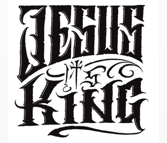 Tattoo text, isus, rege, litere, caligrafie