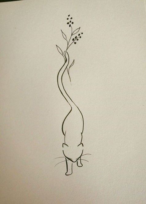 Tattoo pisica, floare, animal